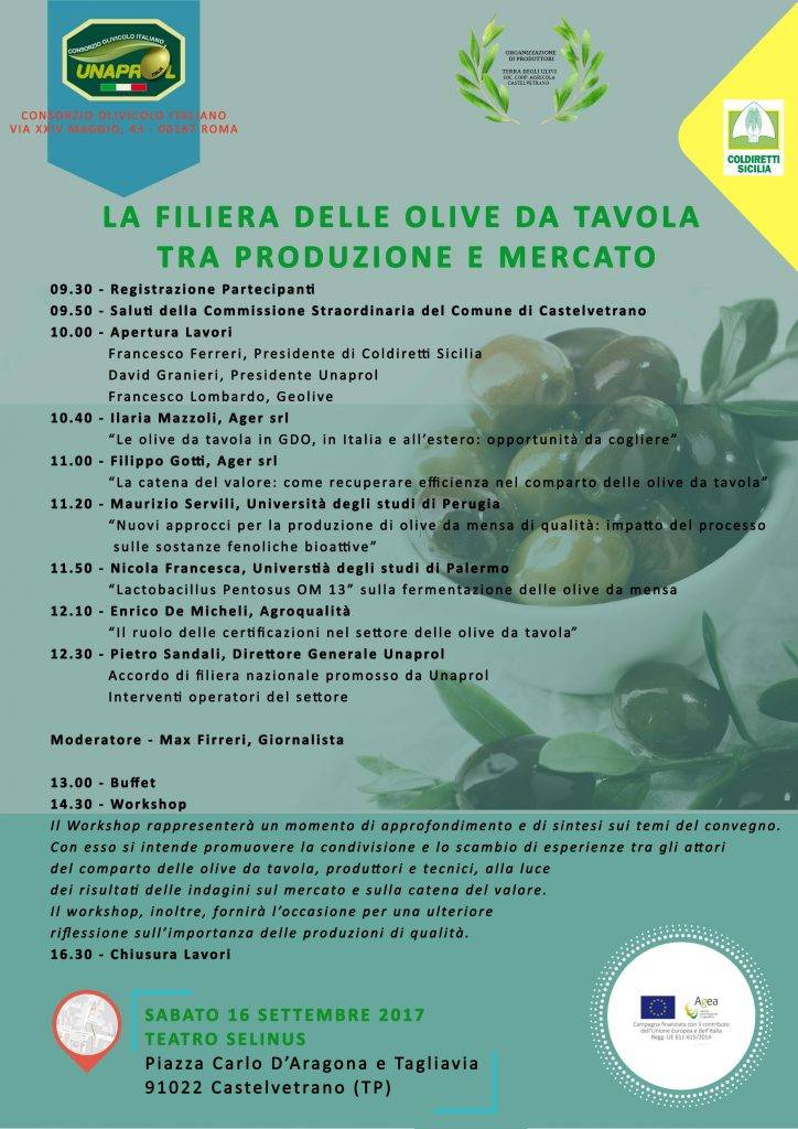 La Filiera delle olive da tavola tra produzione e mercato in un convegno al Selinus