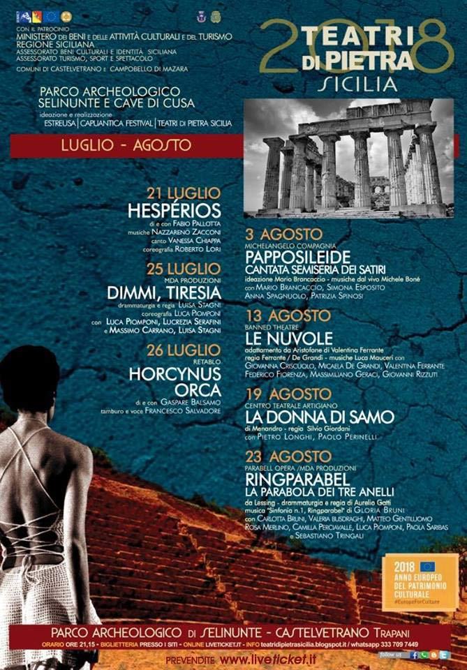 Domani al Parco Archeologico di Selinunte al via "Teatri di Pietra 2018" 2