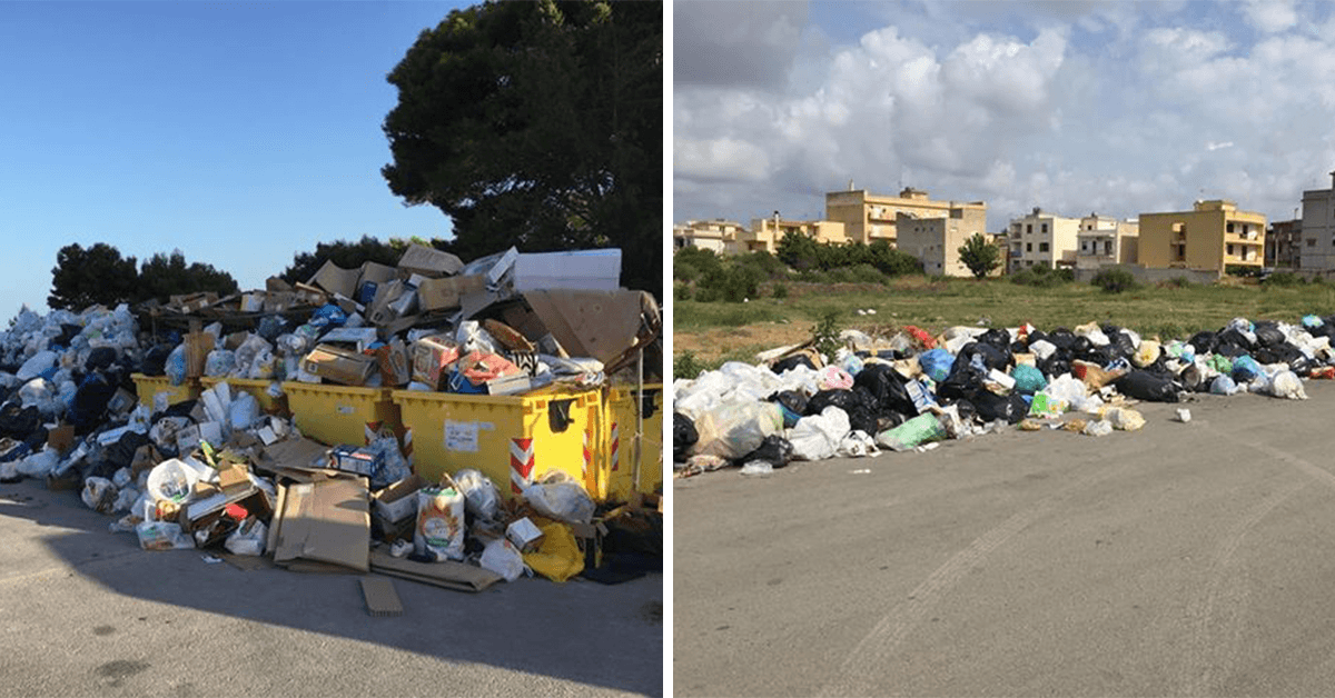Differenziata a Castelvetrano, via Caracci ed eco-punto in viale Roma pieni di rifiuti